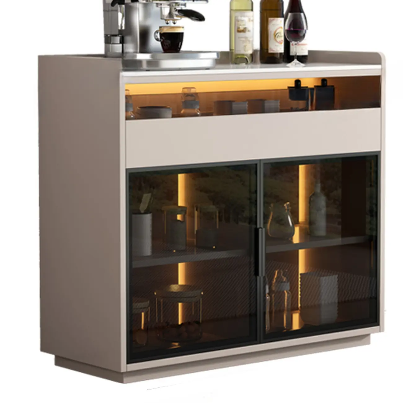 Modern Wood Buffet Sintered Stone Countertop