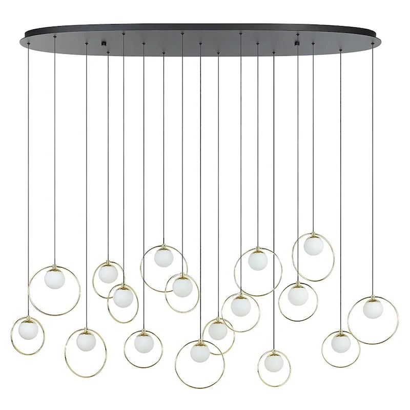 EGLO Portocolom Linear Pendant - Shiny Brass Rings