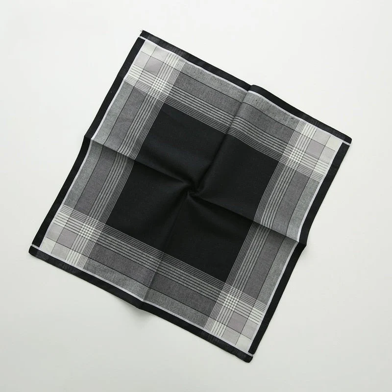 HULIANFU Men  Fashion Business Pure Cotton Jacquard Plaid Handkerchief Out Camping Picnic Eating Clean Portable Pocket Towel Harajuku - Deanwangkt