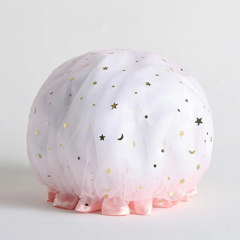 HULIANFU Women Hair Cap Hat Supplies Bathroom Double Layer Shower Waterproof Thick Cover Accessories - Deanwangkt