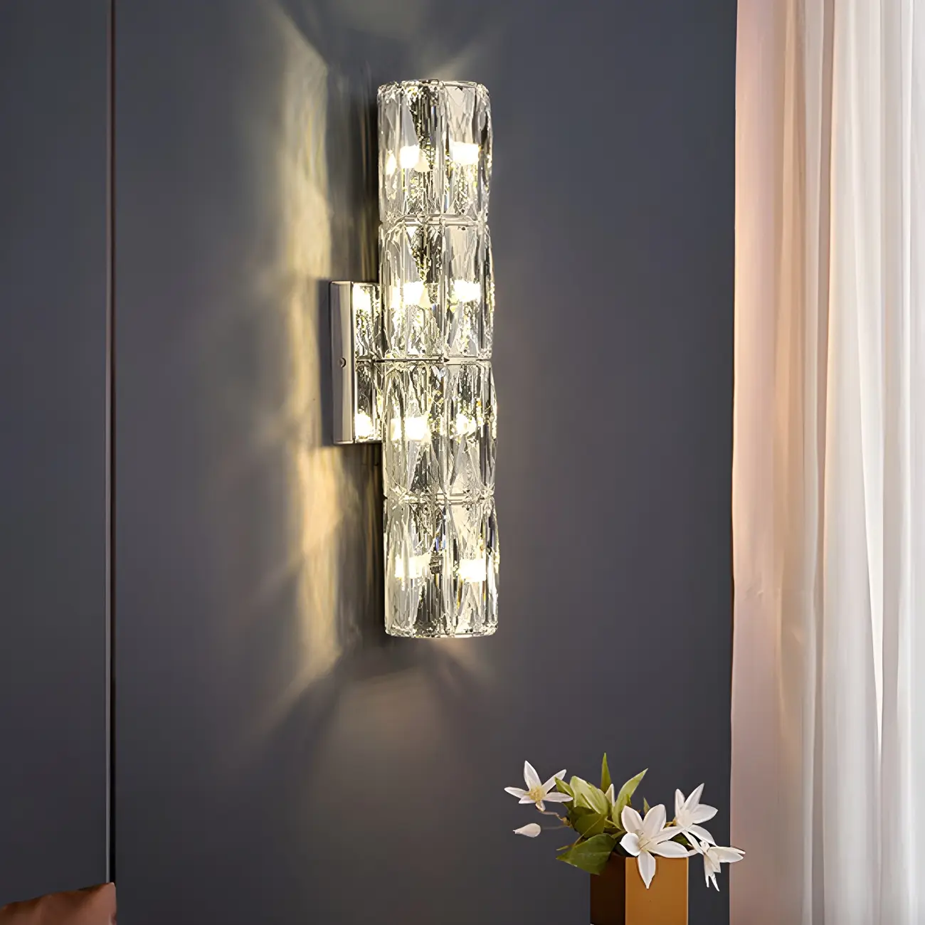 Luxury Geometric Crystal Gold Vanity Light