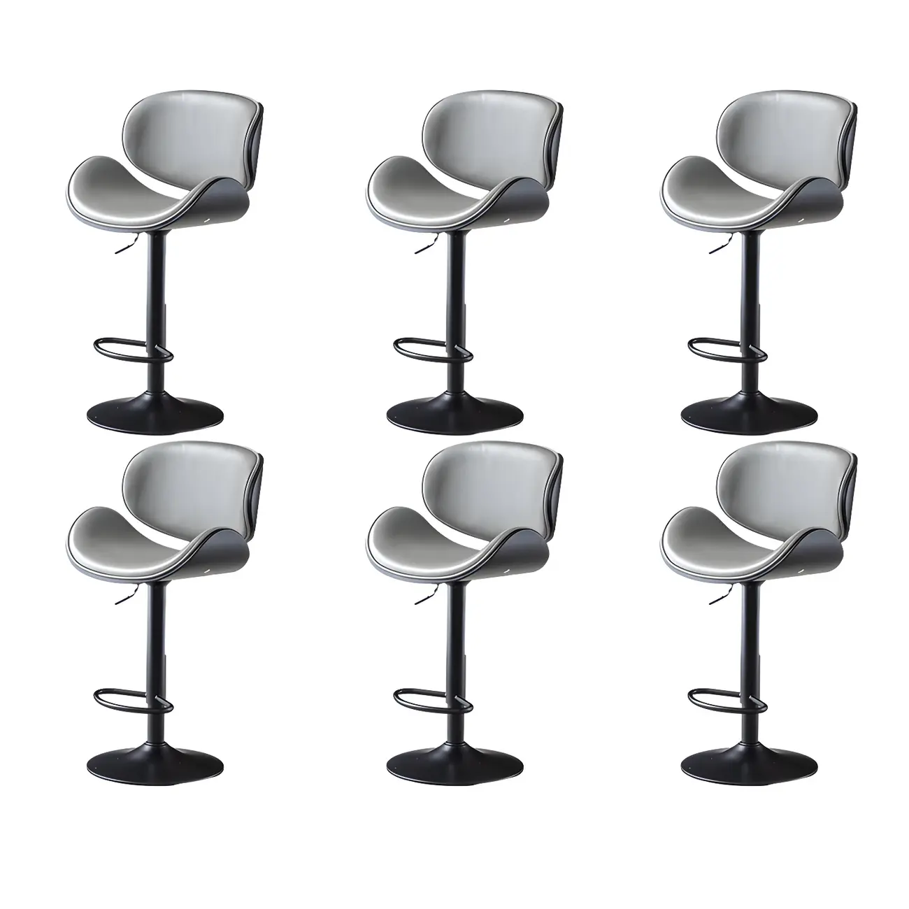 Arched Blackish Green Leather Swivel Adjustable Bar Stool