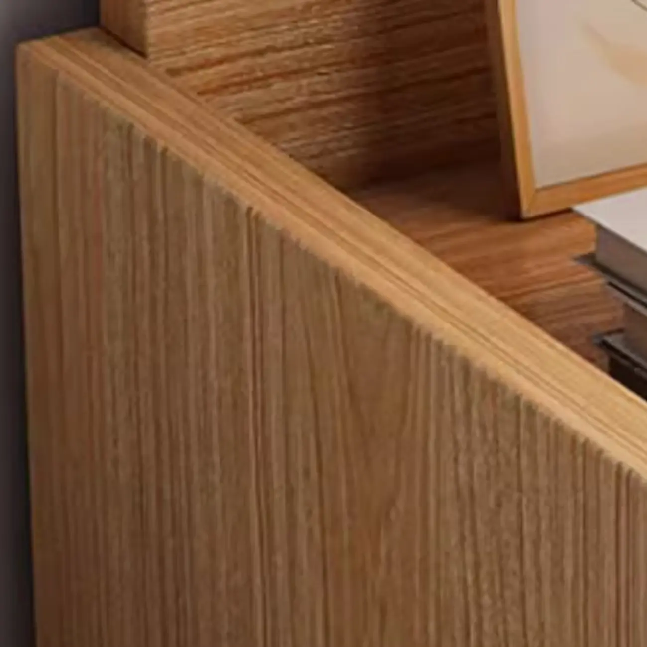 Modern Wooden Three-layer Bedside Table with Lamp Shelf