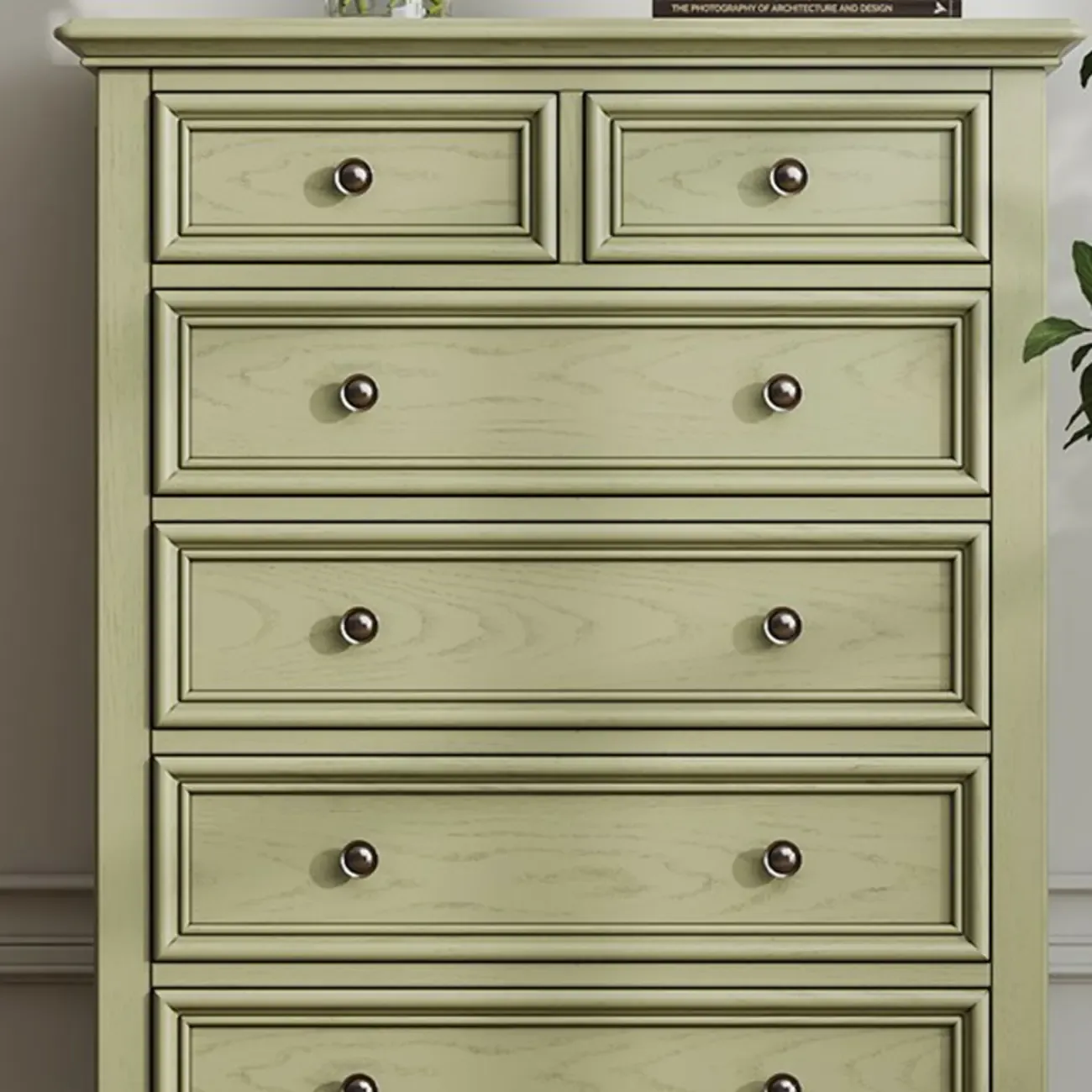 French Country Green Wooden Sideboard with Drawers