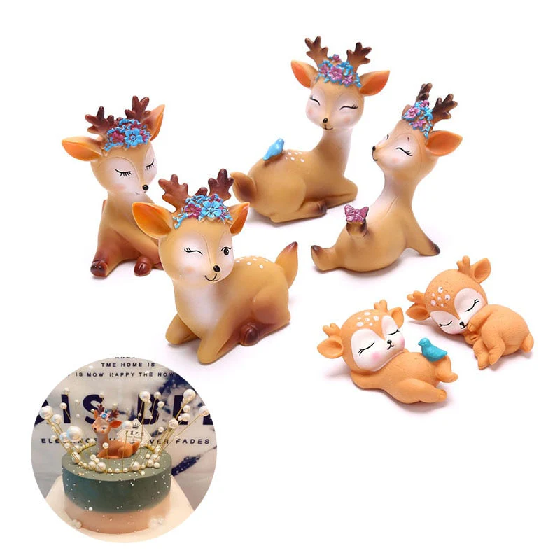HULIANFU Sika Deer Baking Cake Topper Decoration Miniatures Fairy Garden Ornament Craft - Deanwangkt
