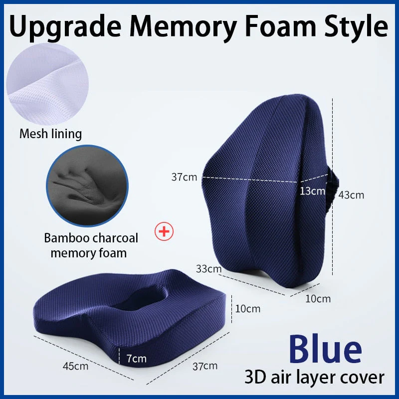 HULIANFU Memory Foam Seat Cushion Orthopedic Pillow Office Chair Cushion Lumbar Cushions Car Seat Butt Hemorrhoid Coccyx Vertebra Sets - Deanwangkt