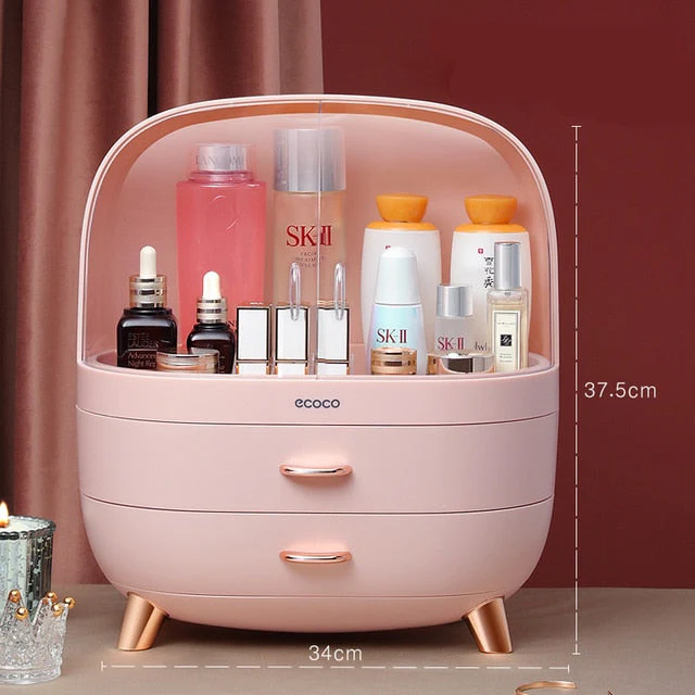 HULIANFU Large Capacity Makeup Organizer Cosmetic Storage Box Drawer Type Desktop Finishing Rack Dustproof Lipstick Beauty Mask Case - Deanwangkt