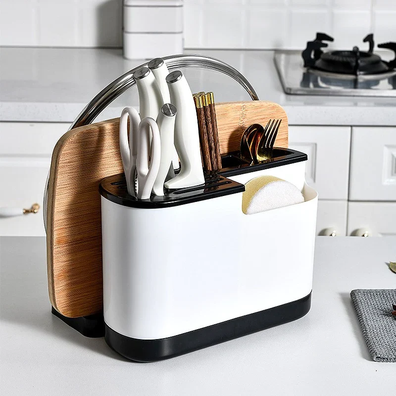 HULIANFU Multifunctional Knife Holder Cutting Board Integrated Kitchen Supplies Storage Rack Chopsticks Pot Cover Knife Holder Pot Cover - Deanwangkt