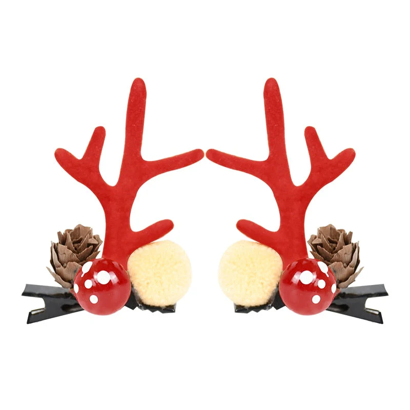 HULIANFU 2026  2pcs/set Elk Christmas Hair Clips Adult Kids Girl New Year Gift Christmas Hair Accessories Ear Hairpins Xmas Navidad Natal Decor - Deanwangkt