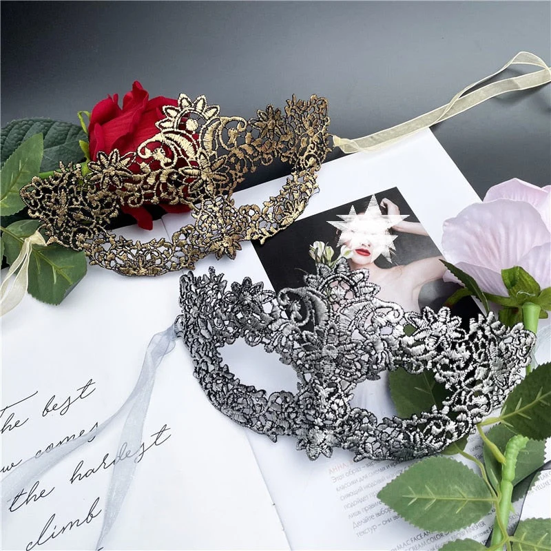 HULIANFU Lace Mask Female Half Face Black Eye Mask White Halloween Mask Party Masquerade Child Mask - Deanwangkt