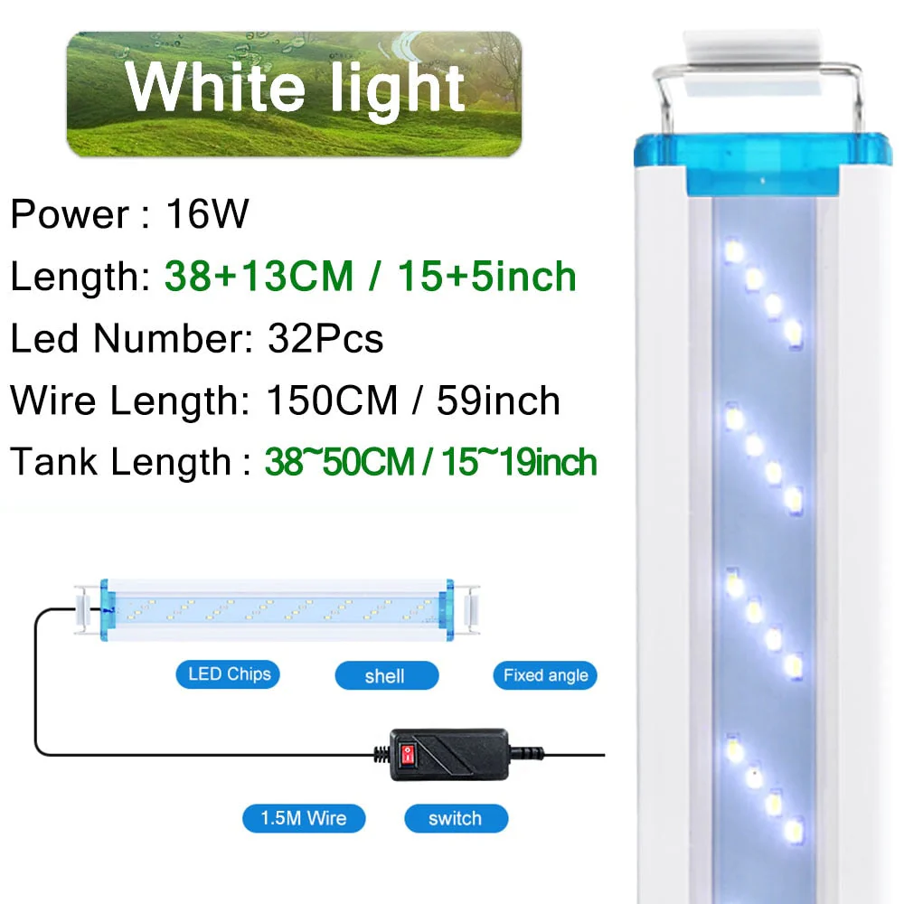 HULIANFU Super Slim LEDs Aquarium Lighting Aquatic Plant Light 18-75CM Extensible Waterproof Clip on Lamp For Fish Tank 90-260V - Deanwangkt