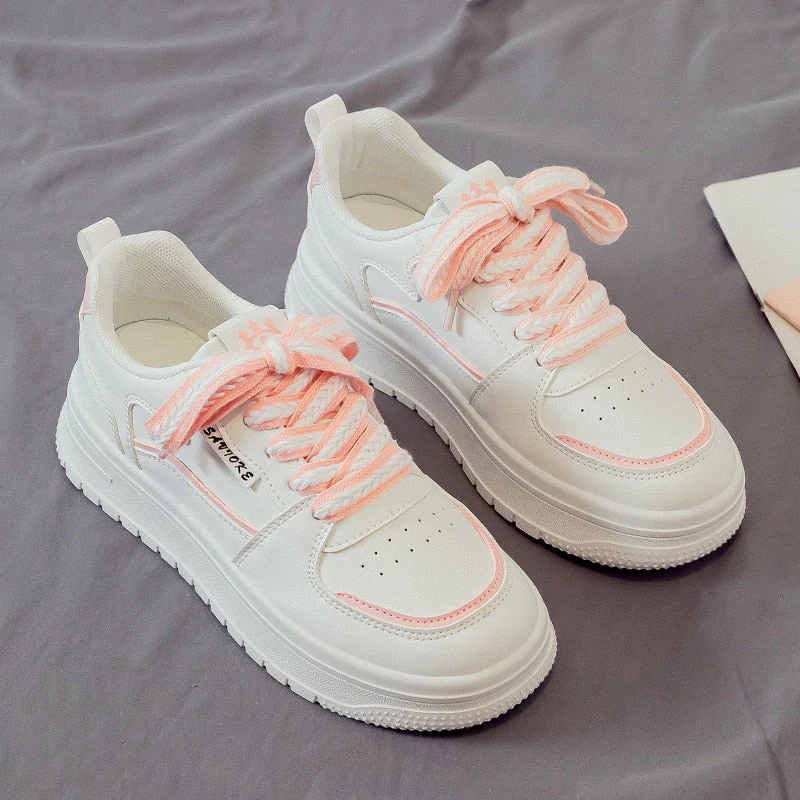 Designer Platform Running Sneakers Women  Tennis shoes Woman Walking Chunky Sneakers white Casual Slip on Vulcanized Shoes - Deanwangkt
