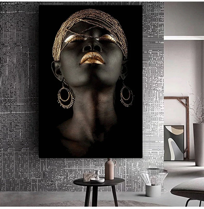 HULIANFU Wall Art Picture for living room Contemplator Black African Woman Oil Painting on Canvas Posters and Prints Scandinavian - Deanwangkt