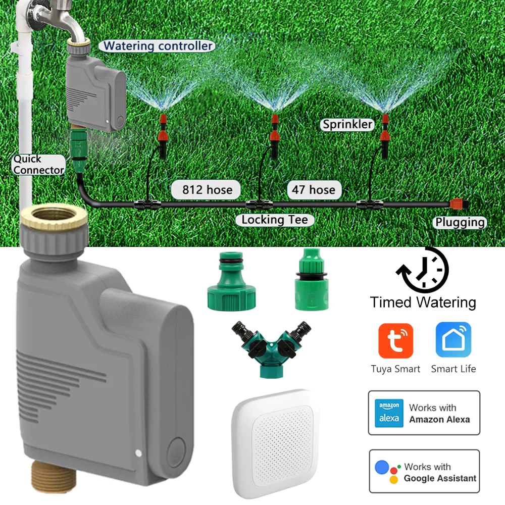 HULIANFU New Tuya Water Flow Monitor WIFI Smart Sprinkler Timer Wireless Water Saving Valve Remote Control Waterting Timer Alexa Google - Deanwangkt