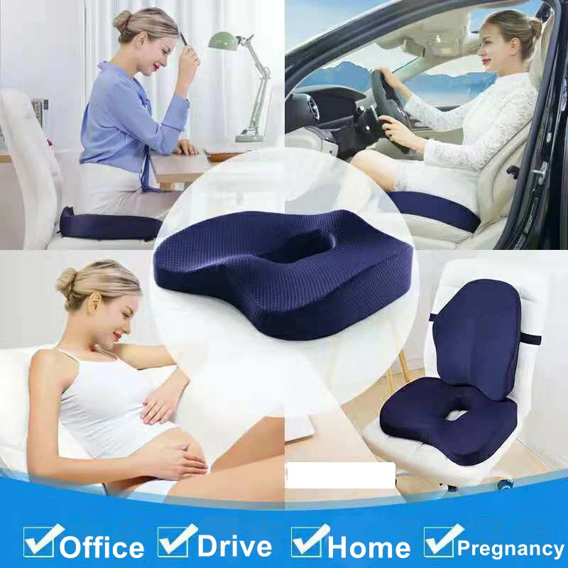HULIANFU Memory Foam Seat Cushion Orthopedic Pillow Coccyx Office Chair Cushion Car Seat Pillow Wheelchair Massage Vertebrae Seat Pad - Deanwangkt