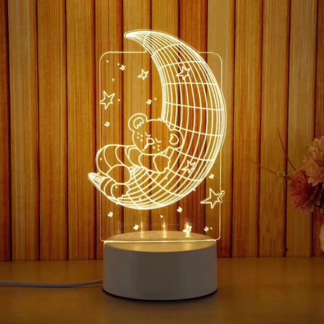 HULIANFU Romantic Love 3D Lamp Heart-shaped Balloon Acrylic LED Night Light Decorative Table Lamp Valentine  Day Sweetheart Wife  Gift - Deanwangkt