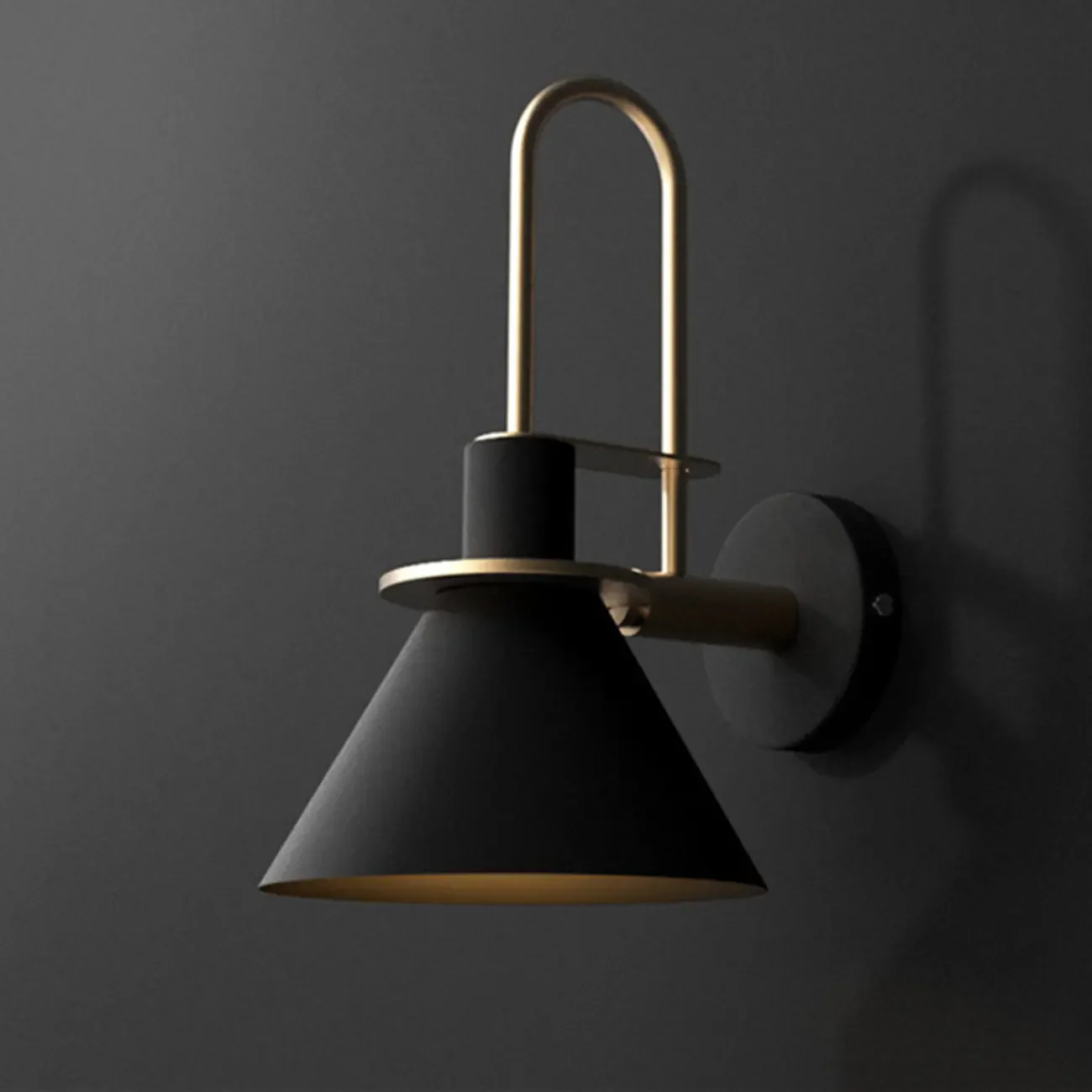 Cone Bathroom Vanity Light with Green Iron Shade