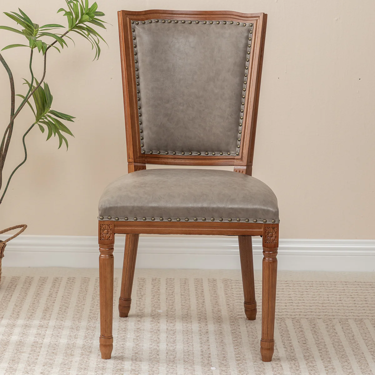 Mid Century Modern Solid Back Armless Wooden Dining Chairs