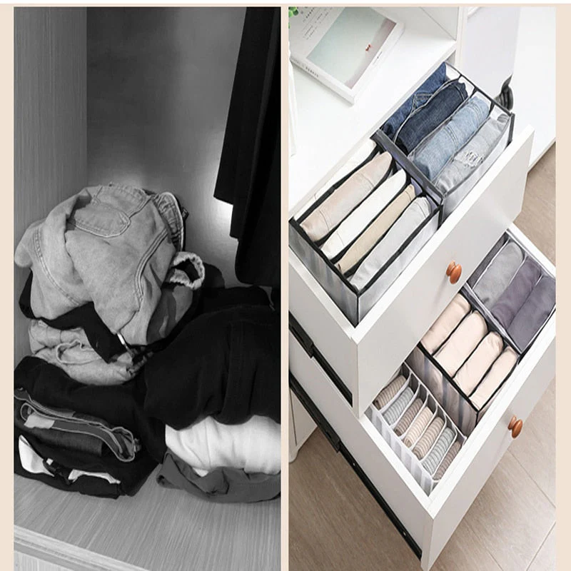 HULIANFU Stacking Pants Drawer Divider Organizer Jeans Compartment Storage Box Can Washed Home Closet Clothes Drawer Mesh Separation Box - Deanwangkt
