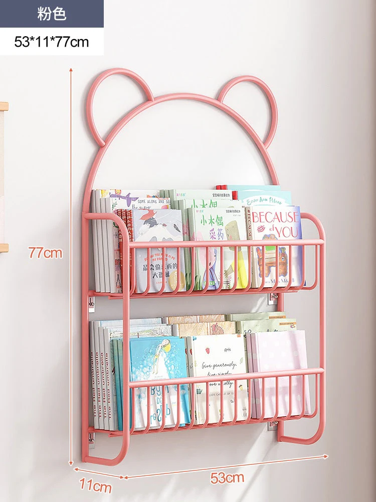 HULIANFU Simple Metal Bookshelf Iron Art Furniture Children  Picture Books Storage Rack Save Space Wall Hanging Shelf Bookcase Bedroom - Deanwangkt
