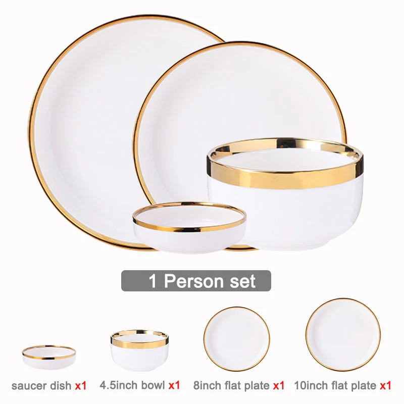 HULIANFU White Porcelain Plates for Food Dinner Set Dishes Salad Soup Bowl Ceramic Plates and Bowls Set Tableware Set Service for 4/6/8 - Deanwangkt
