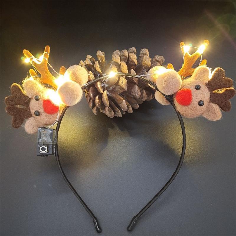 HULIANFU 2026  Luminous Elk Antler Headband Christmas Concert Forest Branch Deer Ear Headgear Hair Accessories Scenic Stage Show Photo Props - Deanwangkt