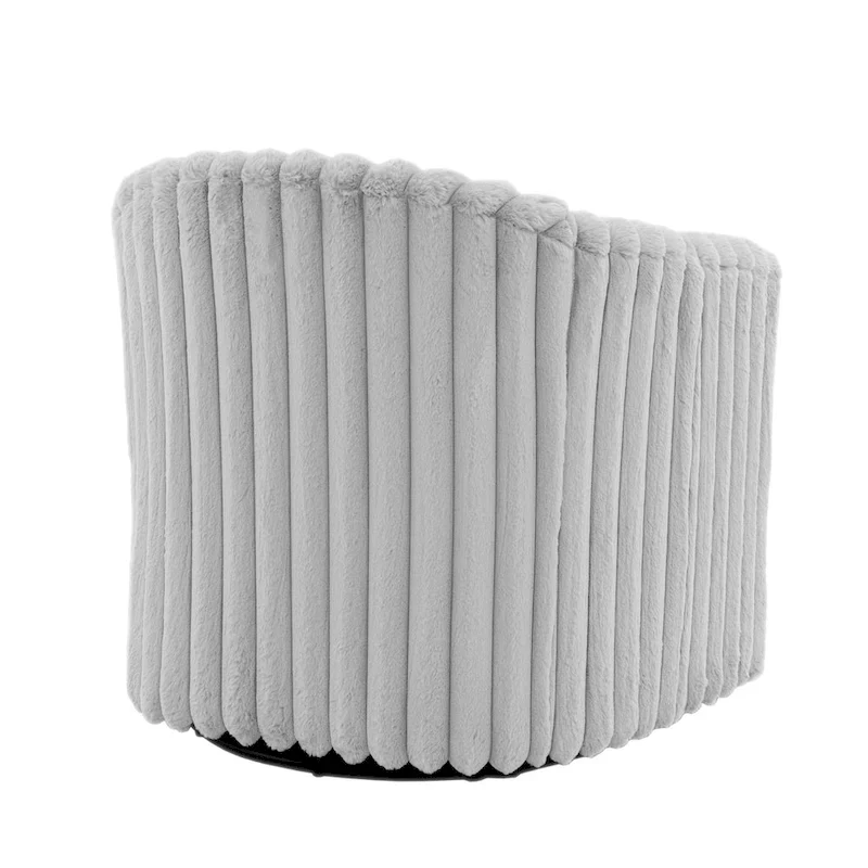 30.7W Faux Fur Upholstered Accent Chair Swivel Barrel Chair
