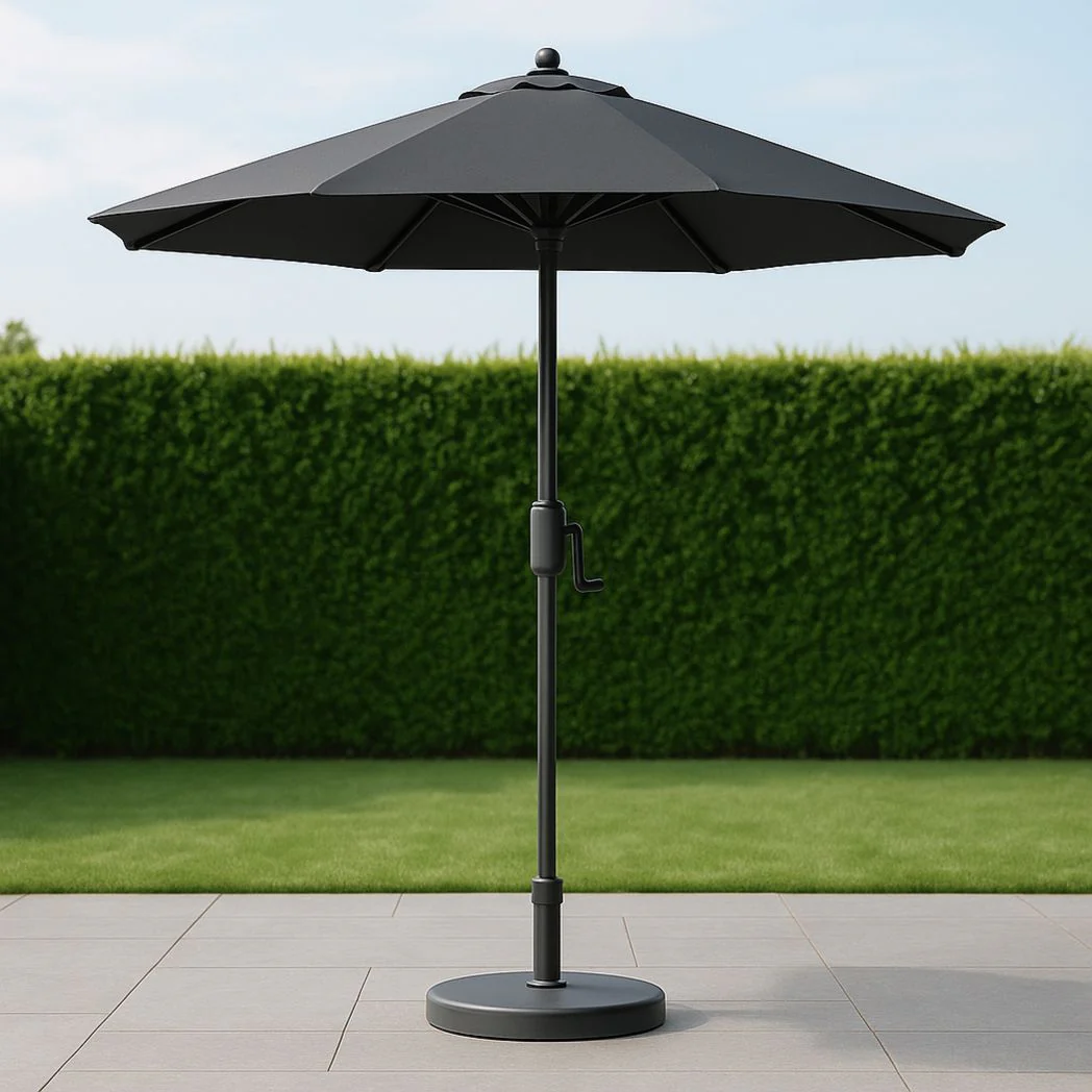 Parasol de Jardin Rond Noir en Polyester avec Mât en Aluminium diamètre 300 cm