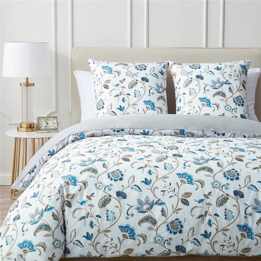 HULIANFU Topfinel Bedding Sets 100%Pure Cotton Soft Comforter Pattern Duvet Cover Pillow Shams Bedding Cover Double Single 3 PCS Bed Set - Deanwangkt