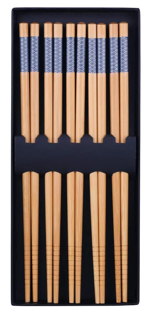 HULIANFU Reusable 5 Pair Set Handmade Bamboo Japanese Natural Wood Chopsticks Sushi Food Cat Flower Multi color Wooden Chop sticks - Deanwangkt