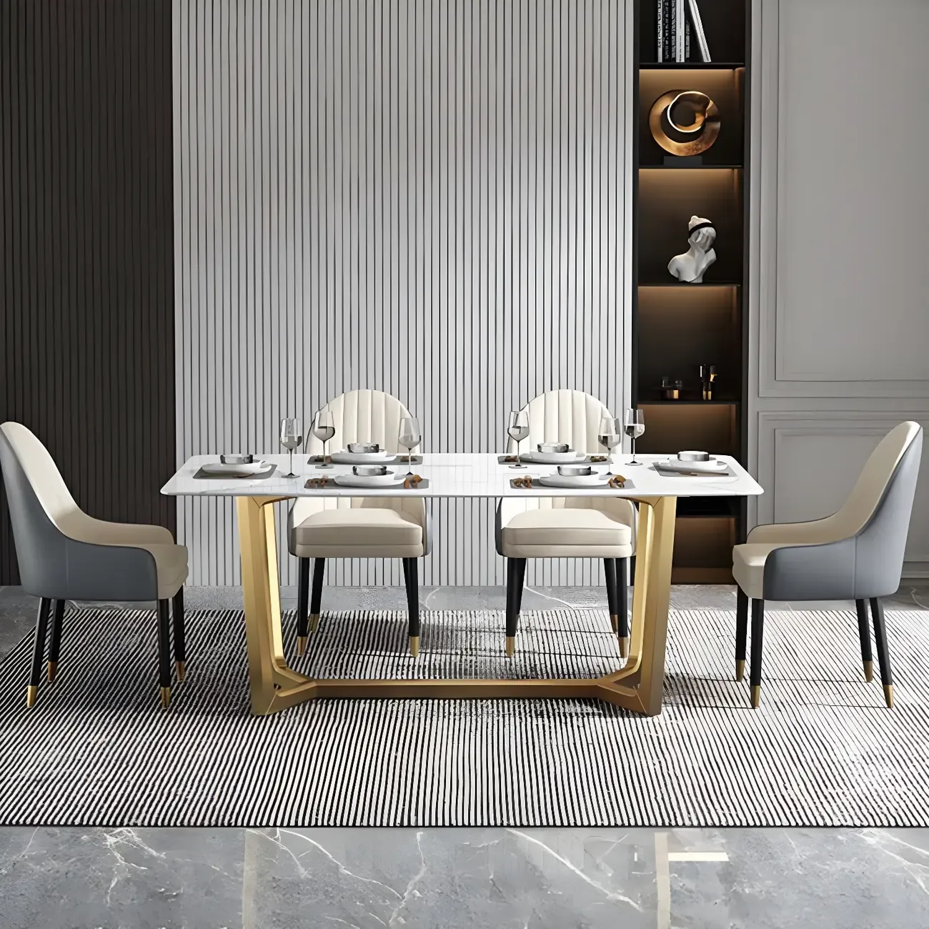 Modern Leather Upholstered Dining Chair with Arms