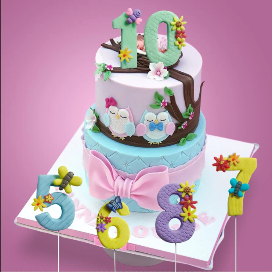 HULIANFU Soft Clay Number Balloon Cake Birthday Topper 1st Birthday Party Decorations Kids Baby Shower Girl  Happy Birthday Cake Topper - Deanwangkt