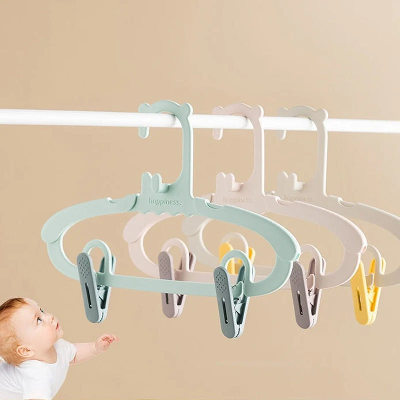 HULIANFU Scalable Children  Hanger Baby Storage Rack Retractable Strap Pant Clip Small Hanger Support Balcony Drying Accessories Suit - Deanwangkt