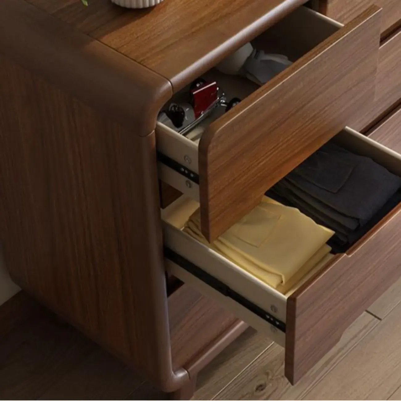 Elegant Large Brown White Wood Bedroom Chests with 9 Drawer