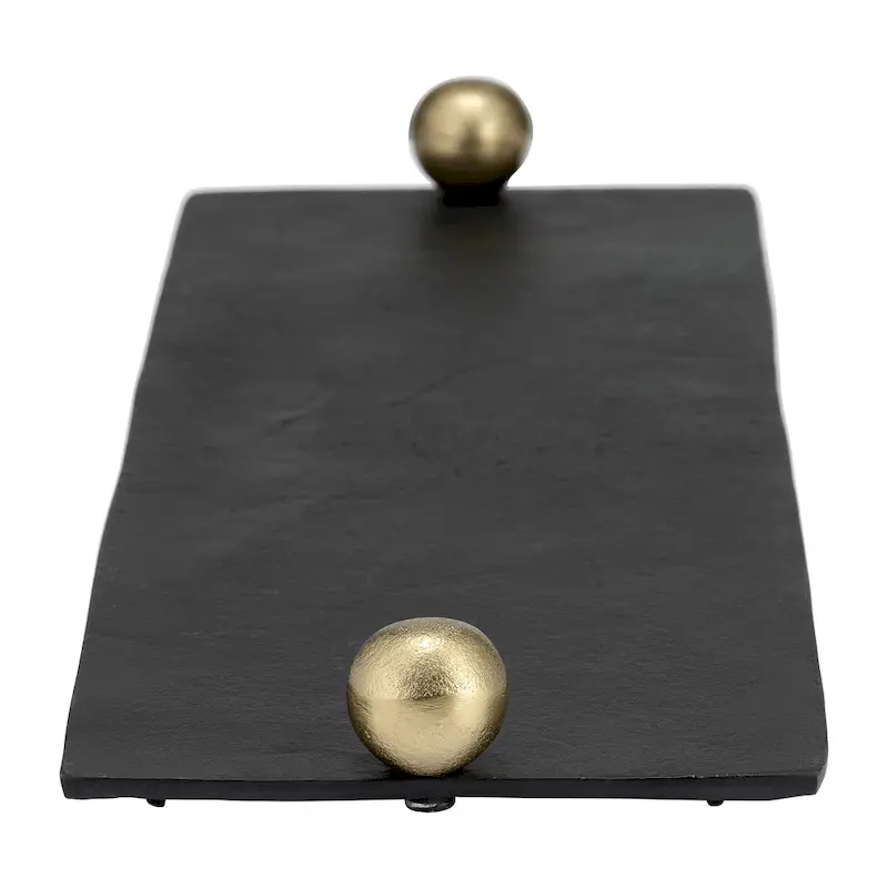 Sagebrook Home Modern Glam Metal Set Of 2 Large Flat Tray With Gold Knob Handles, - 24.0  x 7.0  x 2.0
