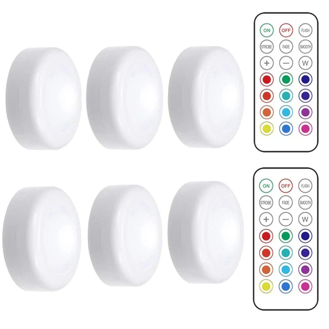 HULIANFU LED Puck Light Remote Control Dimmable Wireless Touch Sensor Battery Operated Portable Kitchen Hallway Closet Cabinet Night Lamp - Deanwangkt