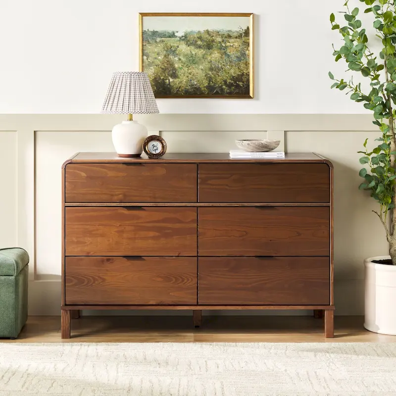 Middlebrook Curved Top Solid Wood 6-Drawer Dresser
