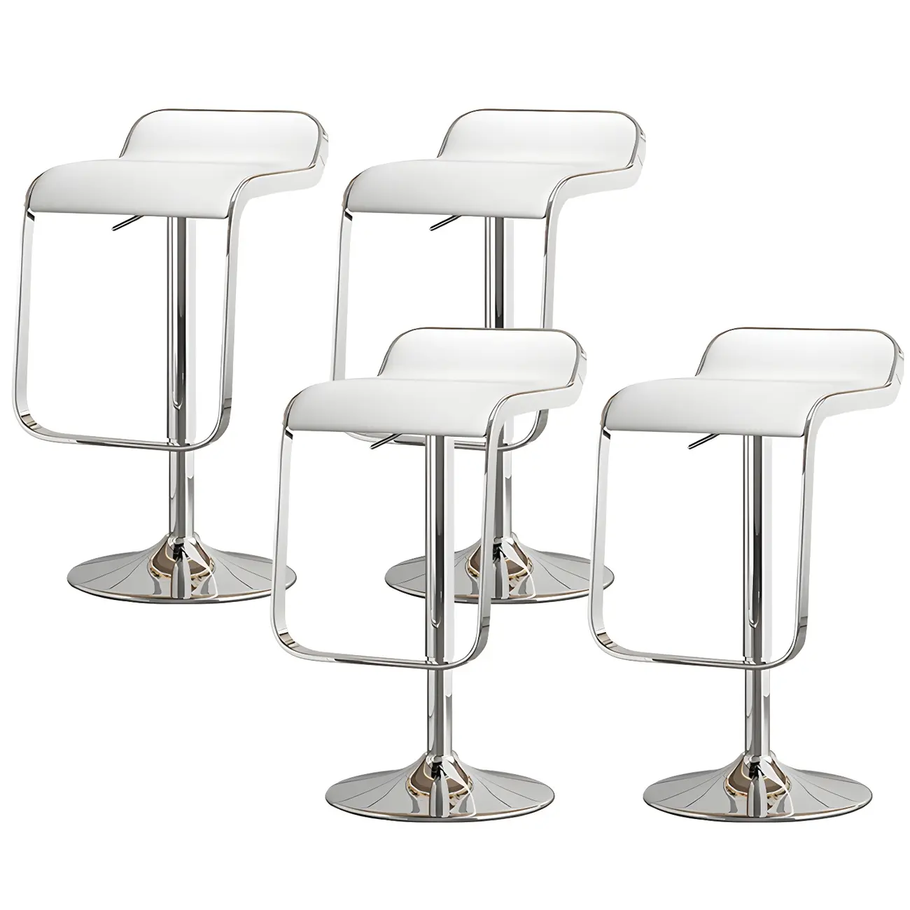 Leather Low Back Metal Adjustable Swivel Bar Stools