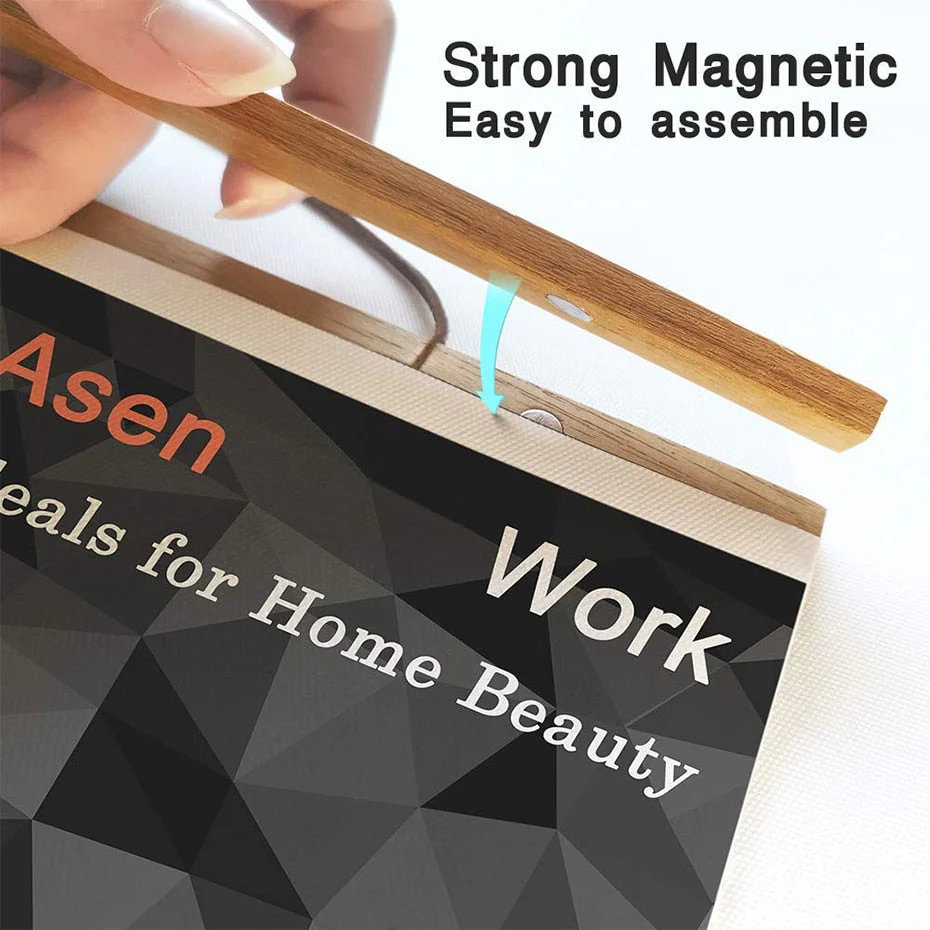 HULIANFU Magnetic Poster Hanger Frame Teak Wooden Hanger Frame Natural Painting Photo Frame Canvas Wall Art Craft Frame Art Hanger Frame - Deanwangkt