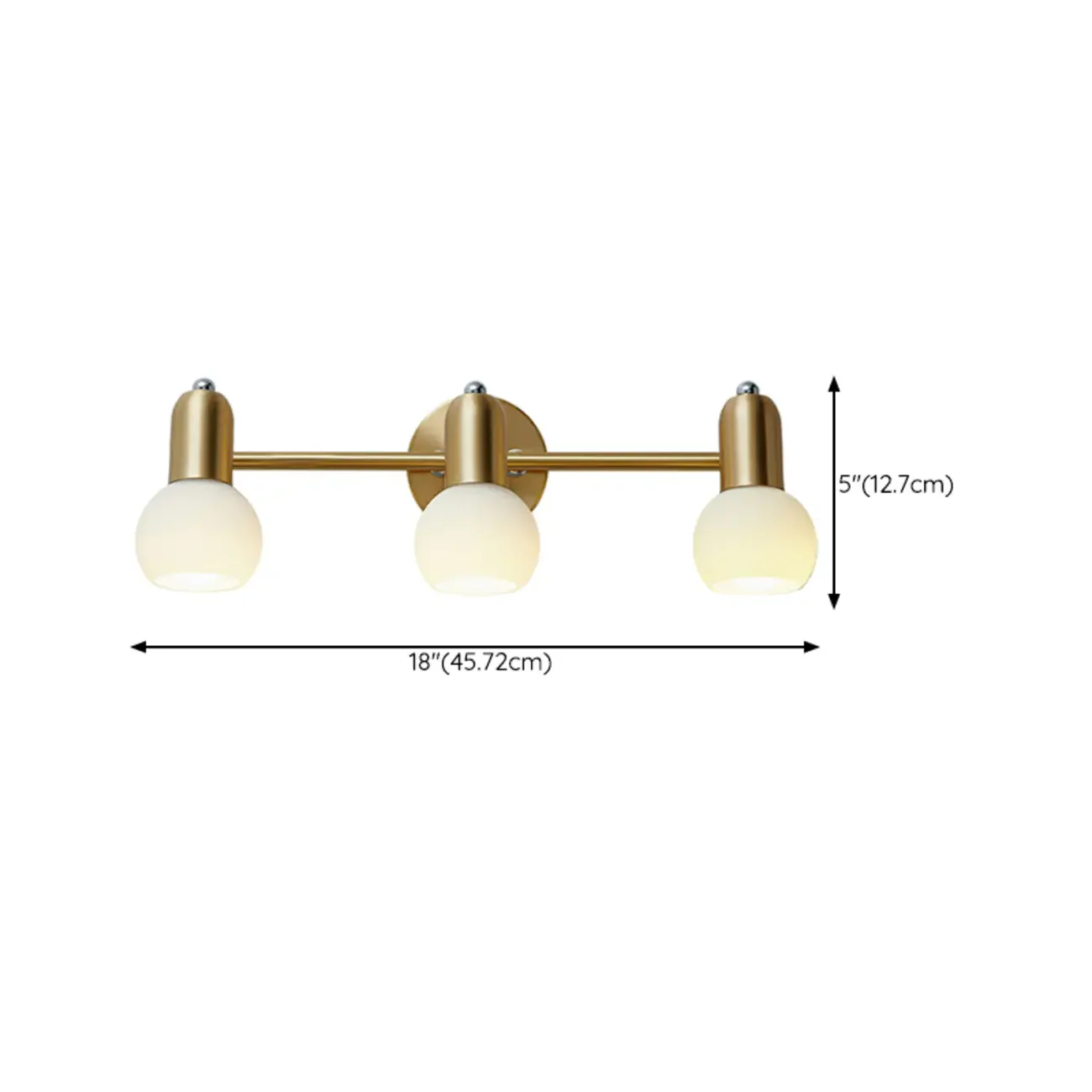 Modern Gold White Glass Dome Bathroom Vanity Light