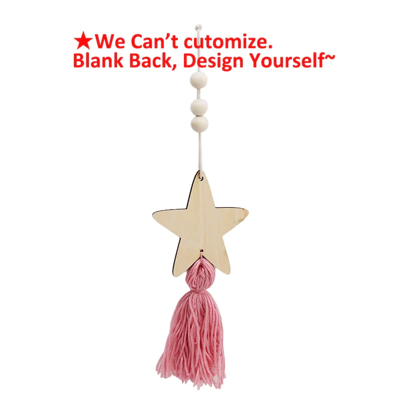 HULIANFU Nordic Style Wall Hanging Ornament For Photography Props Cute Star Shape Wooden Beads Tassel Pendant Baby Room Decoration - Deanwangkt