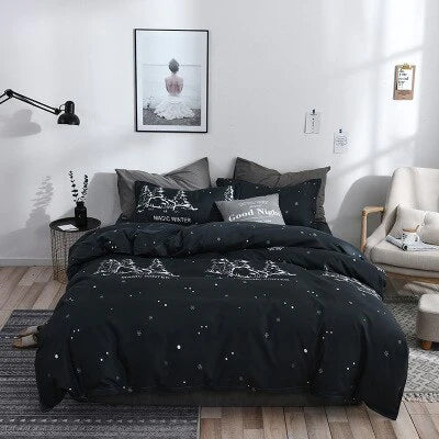 HULIANFU Nordic Style Pink Heart Bedding Set Cover Cute Bed Linens Duvet Cover Sheets and Pillowcases Queen King Size Home Textile Sets - Deanwangkt