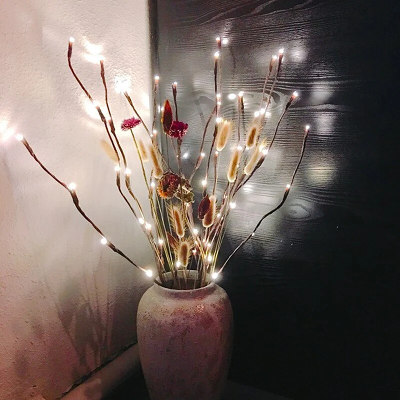 HULIANFU The Light Garden Floral LED Willow Branch Lamp Battery-Operated 20 Bulbs For Home Christmas Party Garden Decoration - Deanwangkt