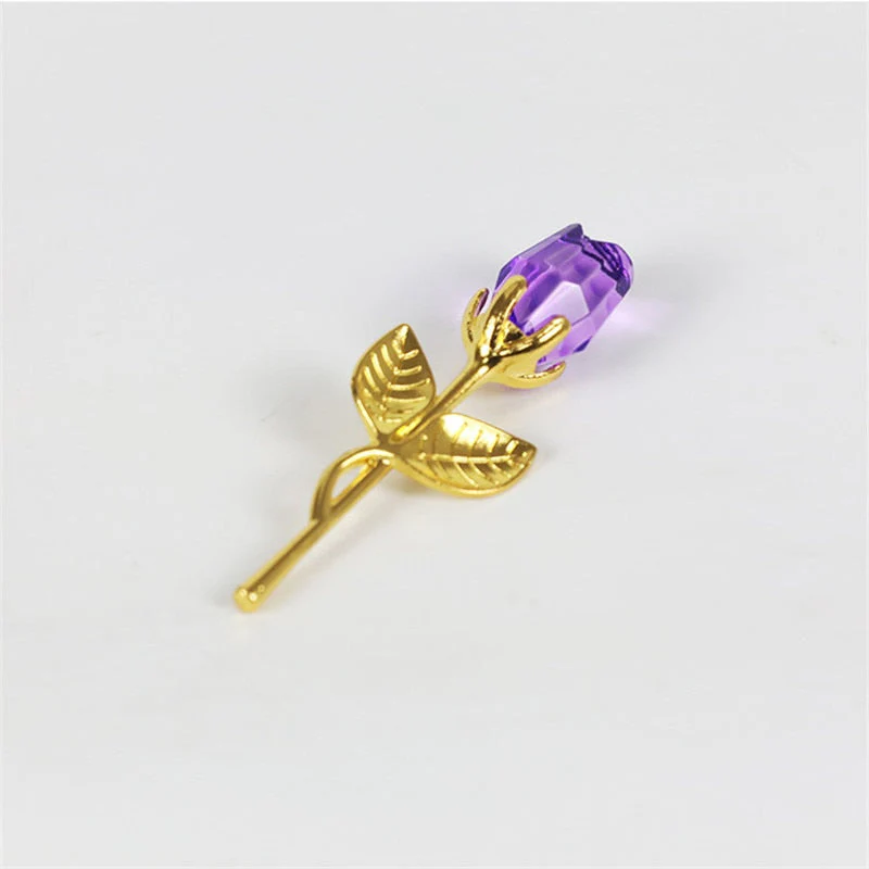 HULIANFU Valentines Day Gift Crystal Glass Rose Artificial Flower Silver Gold Rod Rose Flower for Girlfriend Wedding Gifts for Guest - Deanwangkt