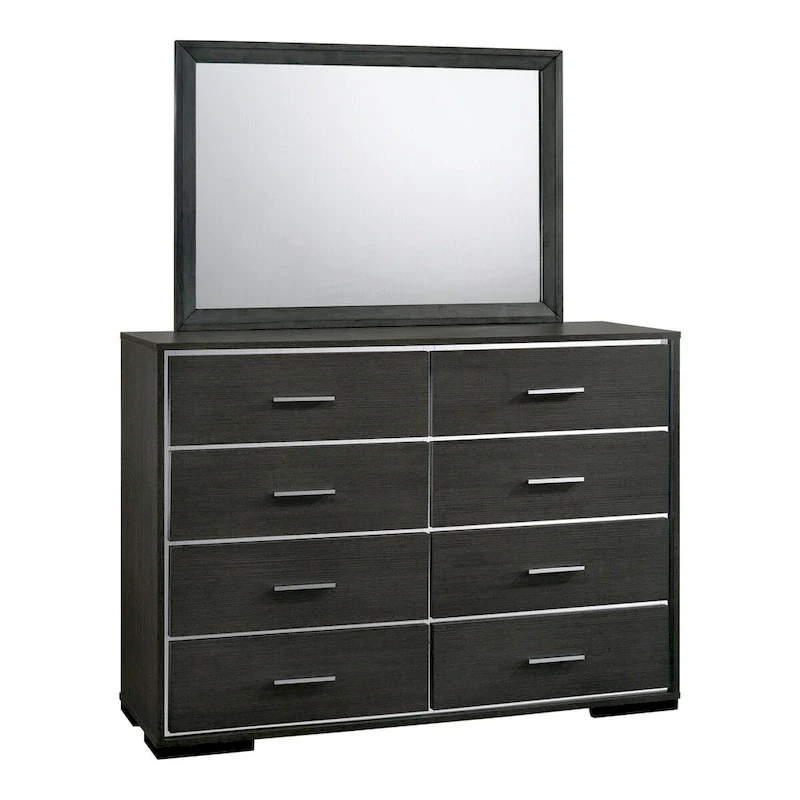 Furniture of America Kastela Contemporary Grey 2-Piece 8-Drawer Dresser and Mirror Set