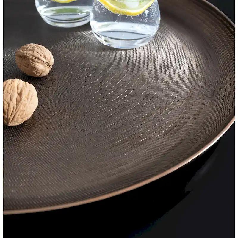 Kate and Laurel Stovring Round Metal Tray - 16  Diameter