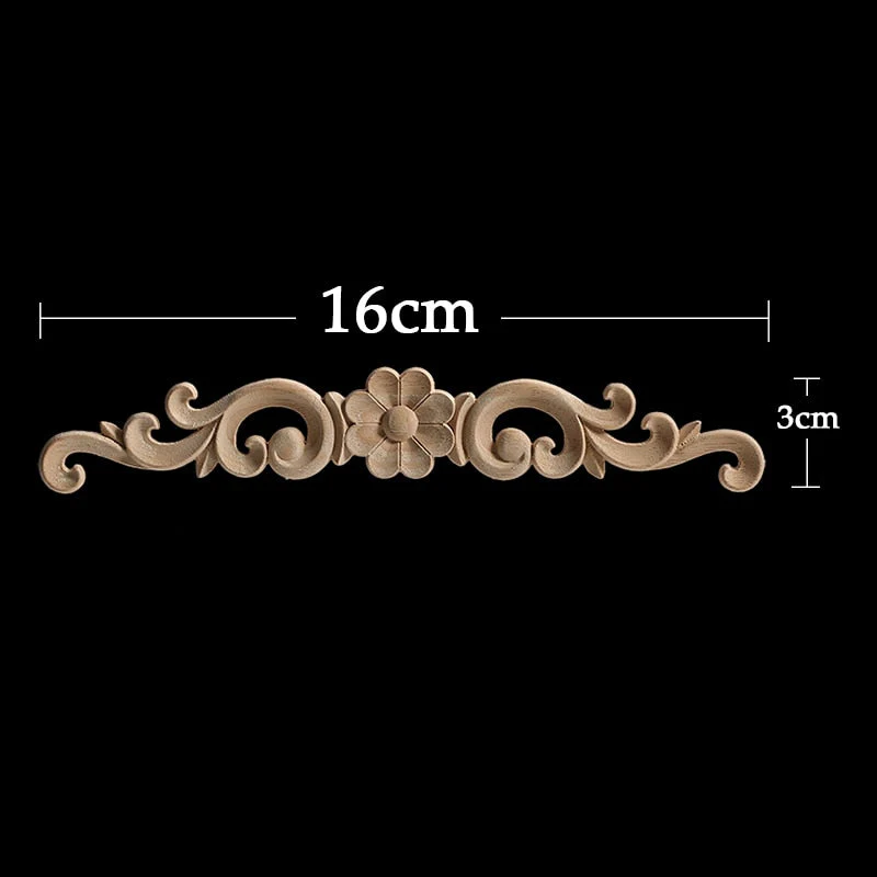 HULIANFU Long Rose Flower Exquisite Carving Natural Wood Appliques Furniture Wooden Mouldings Wmqe Vintage Unpainted Decoration Decal - Deanwangkt