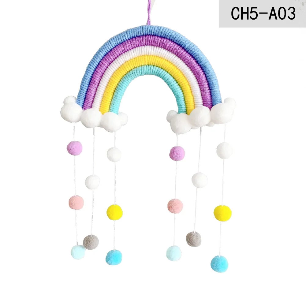 HULIANFU Nordic Cloud Rainbow Raindrop Wall Hangings Decoration For Kid Girls Bedroom Hanging Pendant Baby Bed Tent Hanging Toy Pendant - Deanwangkt