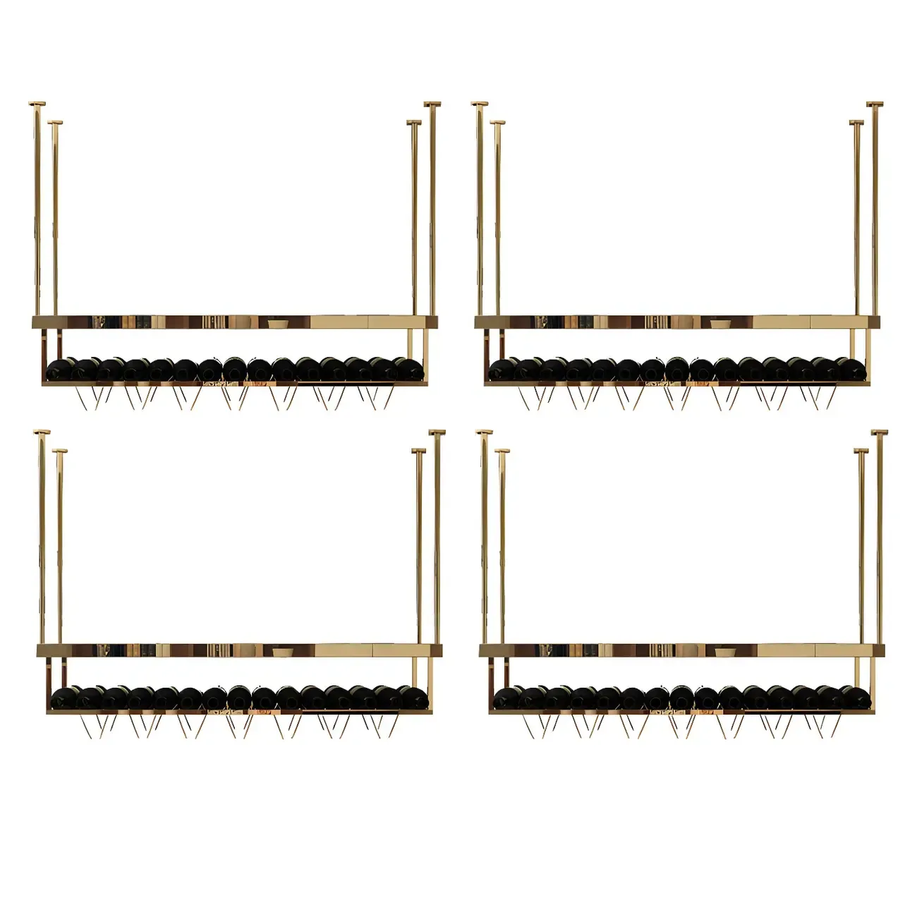 Modern Metal Hanging Wine Rack with Glass Holder