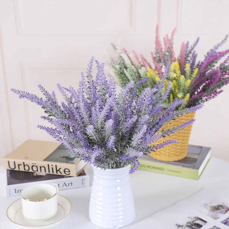 HULIANFU 2026  A Bunch of Provence Lavender Plastic Artificial Flowers False Plants Wedding Home Decoration Christmas Table Decoration - Deanwangkt